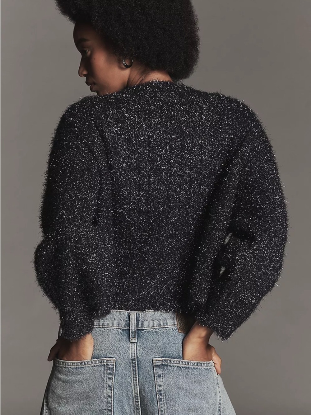 Anthropologie Boat Neck Tinsel Cardigan Sweater - Navy - sz Medium - NWT - Picture 3 of 16